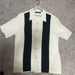 The Havanera co Men's Cream and Black Button Down Shirt